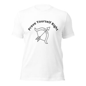 Unisex motivational T-shirt mockup featuring a bold quote and arrow design on the front, made from soft and lightweight cotton for a stylish and inspiring look.